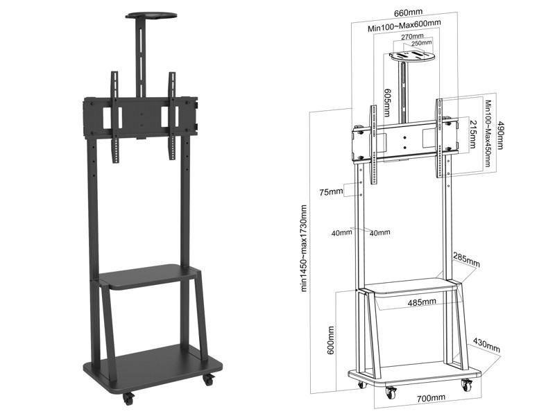 TECH mobiln stojan 32-70" 60kg