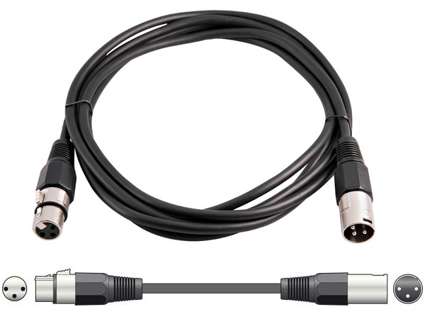 XLR mic kábel M/F 12m čierny