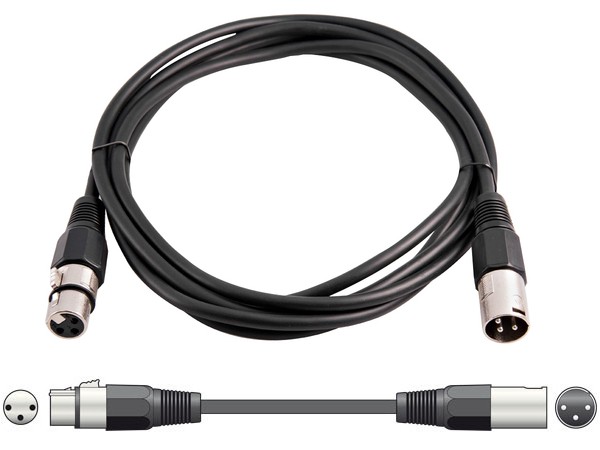 XLR mic kbel M/F 6m ierny